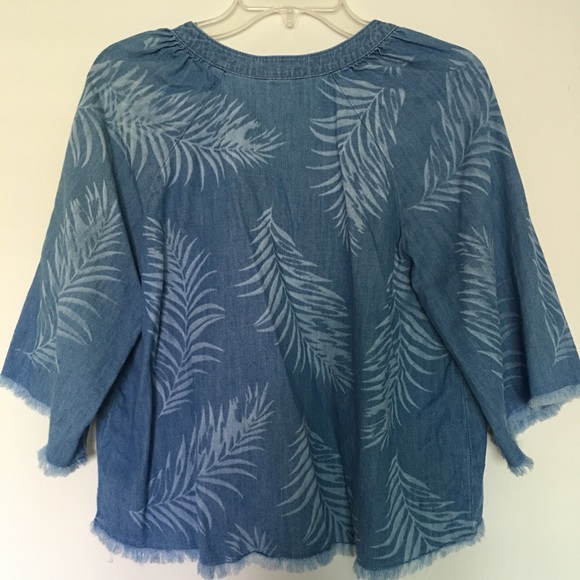 NEW Joe’s 100% cotton denim palm leaves tropical print top - S - Picture 5 of 7